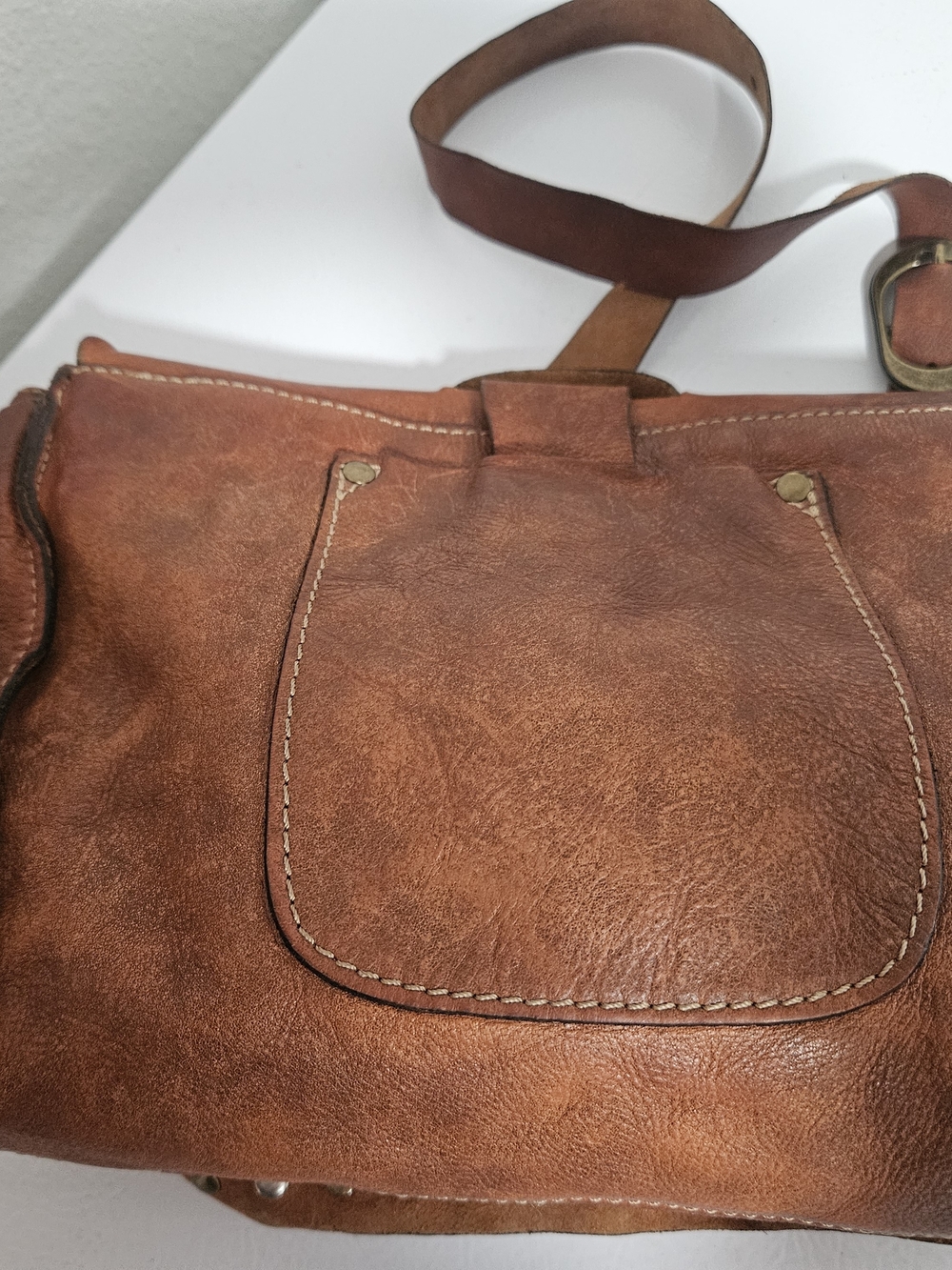 Patricia Nash Cognac Leather Studded Buckle Crossbody - Picture 3 of 6